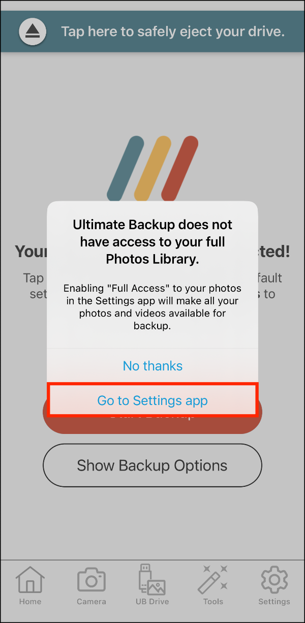Home 01 > Limited Access to Photo Library > Got to Settings app.PNG
