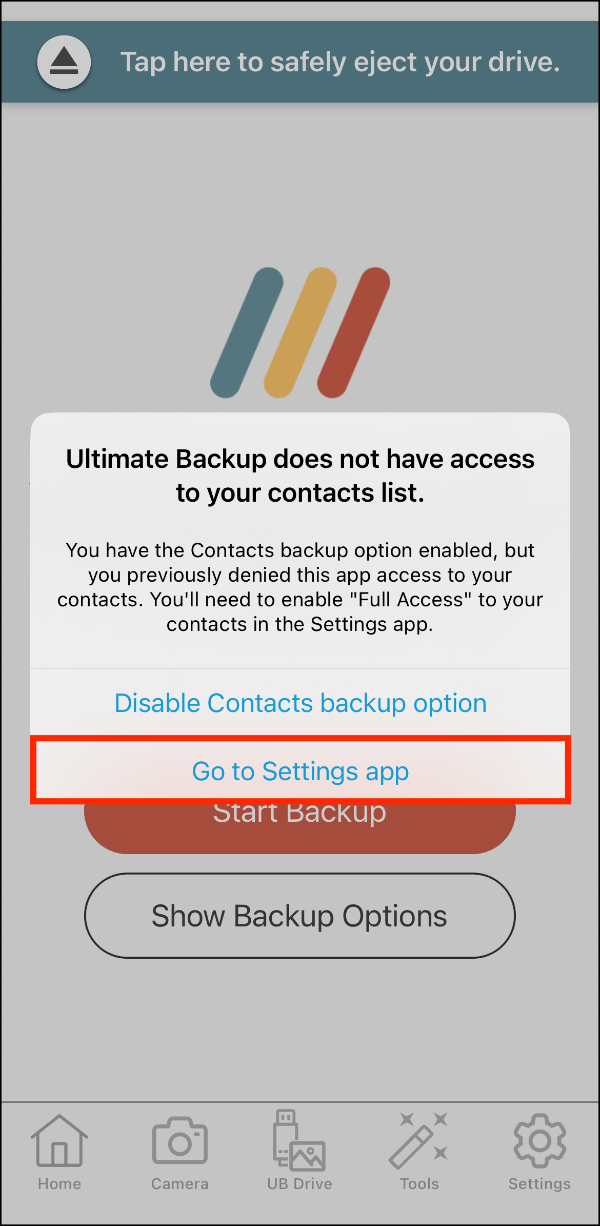Home 01 > No Access to Contacts > Got to Settings app.PNG