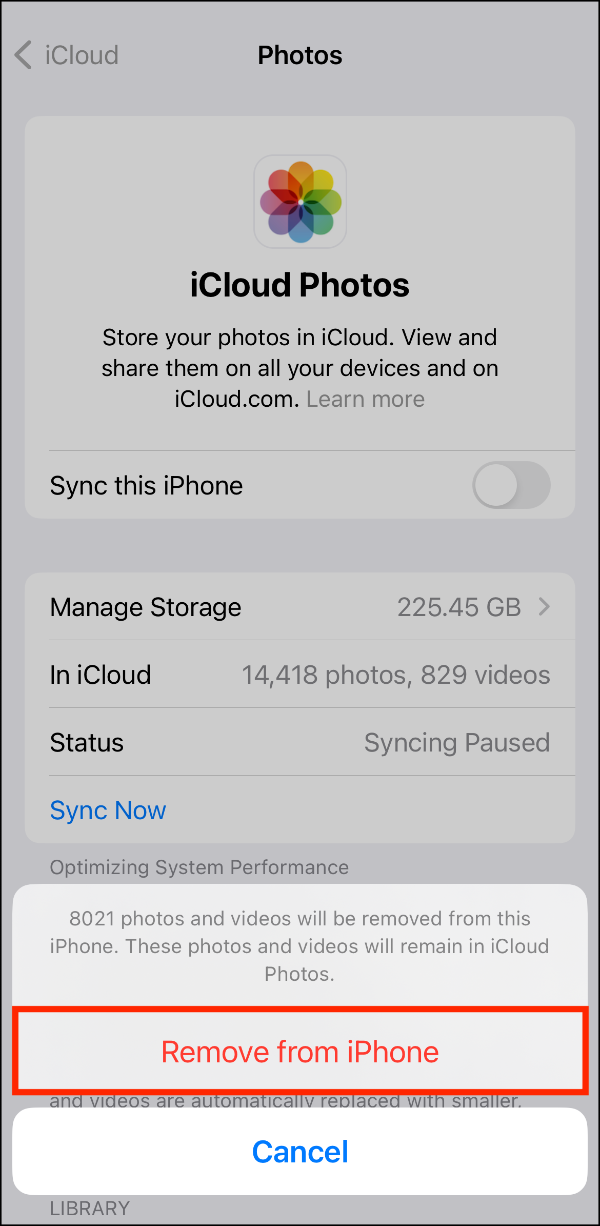 iCloud Photos > Disable Prompt 02 > Remove from iPhone.PNG