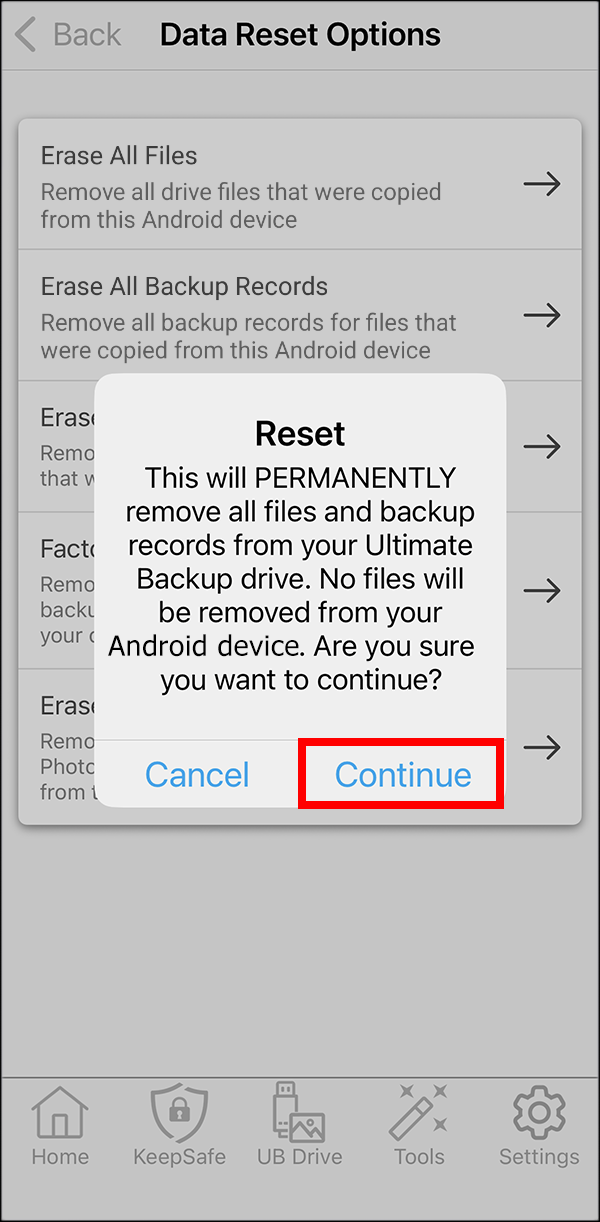 UB Android first warning.png