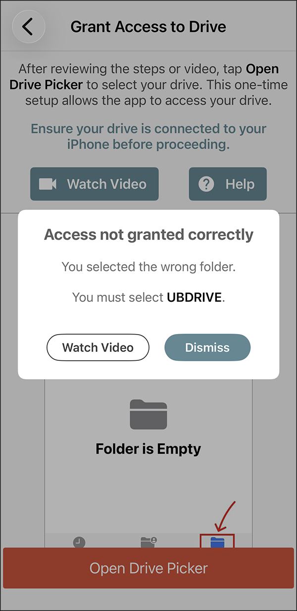 Access not granted correctly message