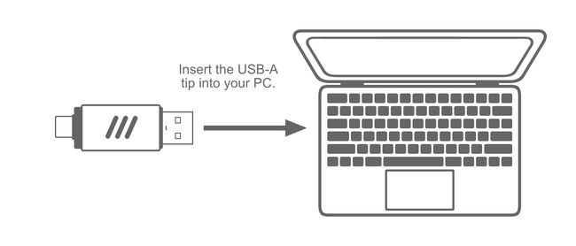 Ultimate Backup MAX connected to a Windows computer with USB-A