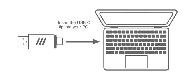 Ultimate Backup MAX connected to a Windows computer with USB-C