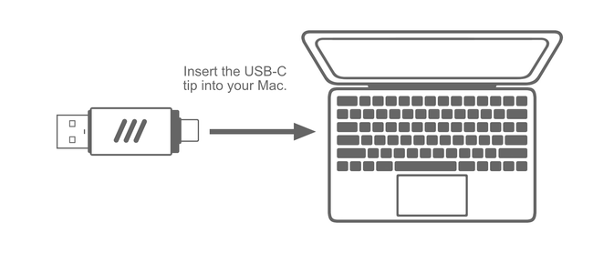 Ultimate Backup MAX connected to a Mac with USB-C