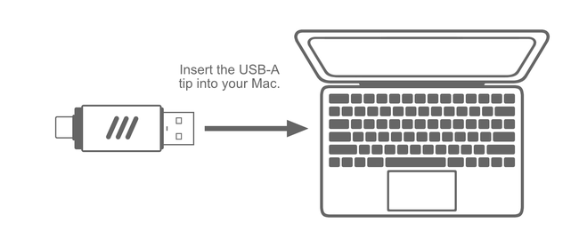Ultimate Backup MAX connected to a Mac with USB-A