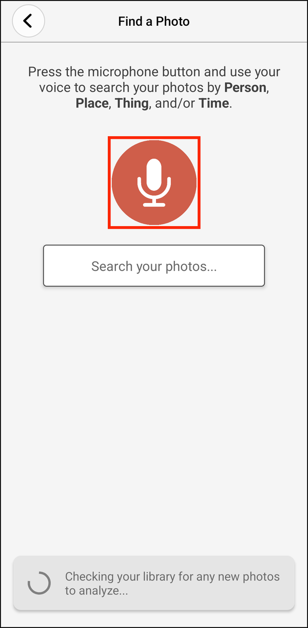 Find a Photo, with the microphone button highlighted