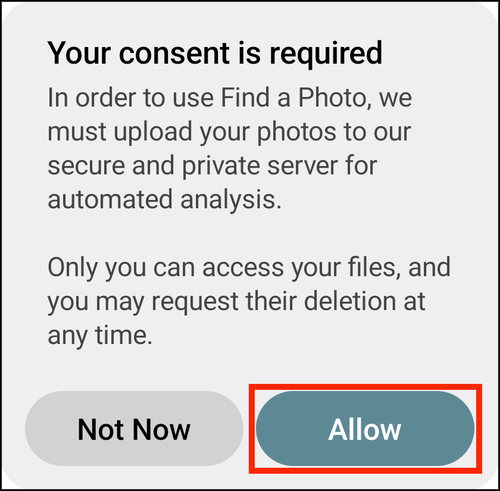 Your consent is required, with Allow highlighted