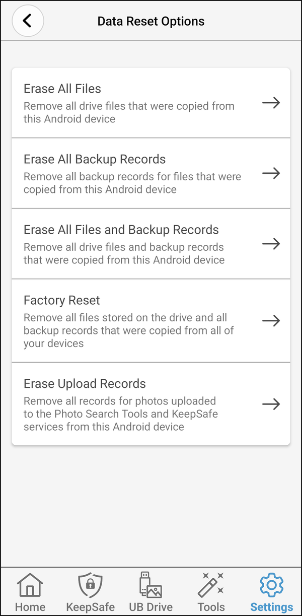 Data Reset Options